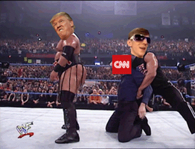 An explicit  meme involving the CNN ﻿logo being in embarrassing position