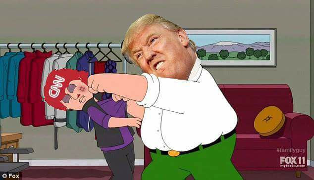 Donald Trump​ depicted as Peter Griffin​ punching CNN​