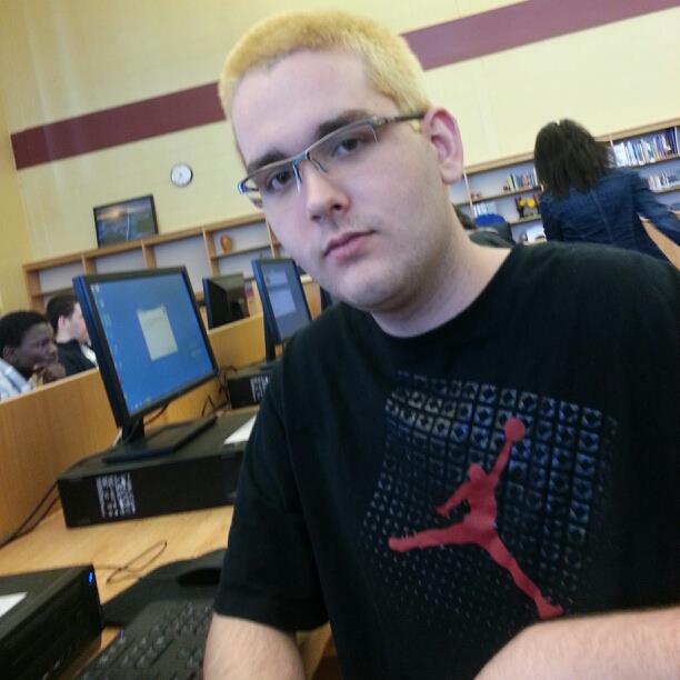 James Fields with blonde hair