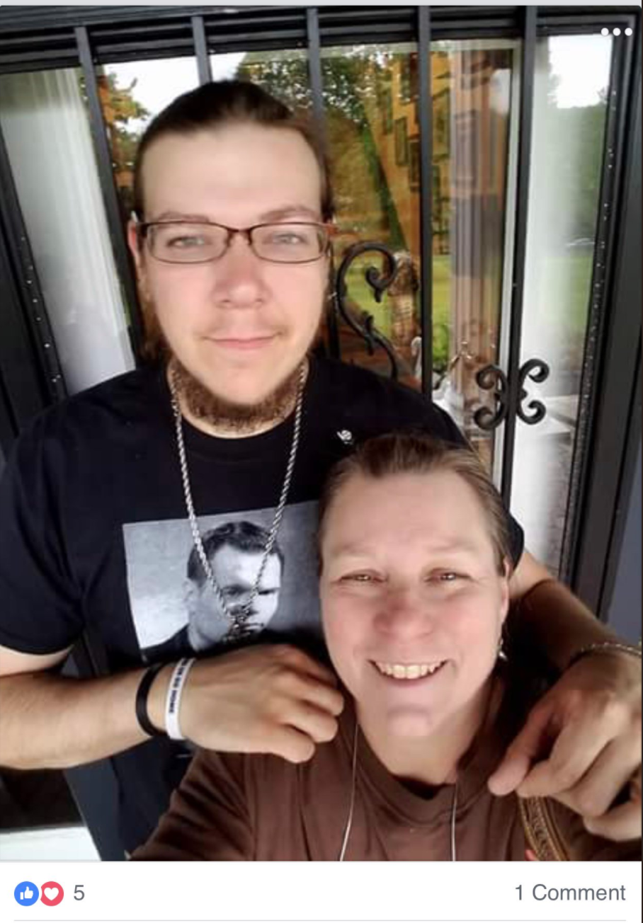 Photo of Jacob Scott Goodwin with his mother.