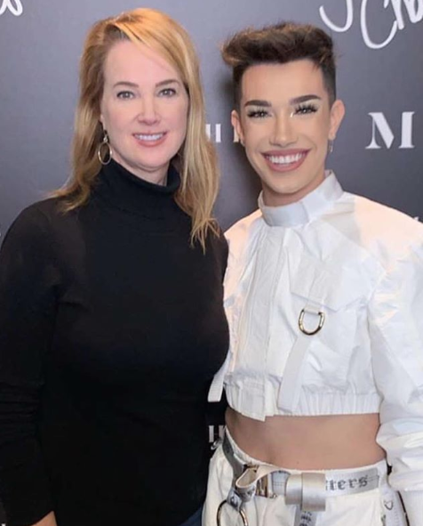 Christie Dickinson pictured with her son James Charles
