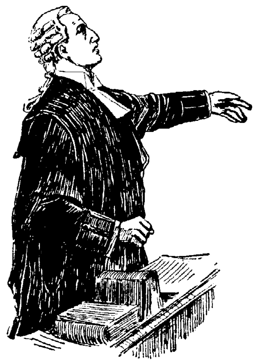 Illustration of an early 19th-century English barrister