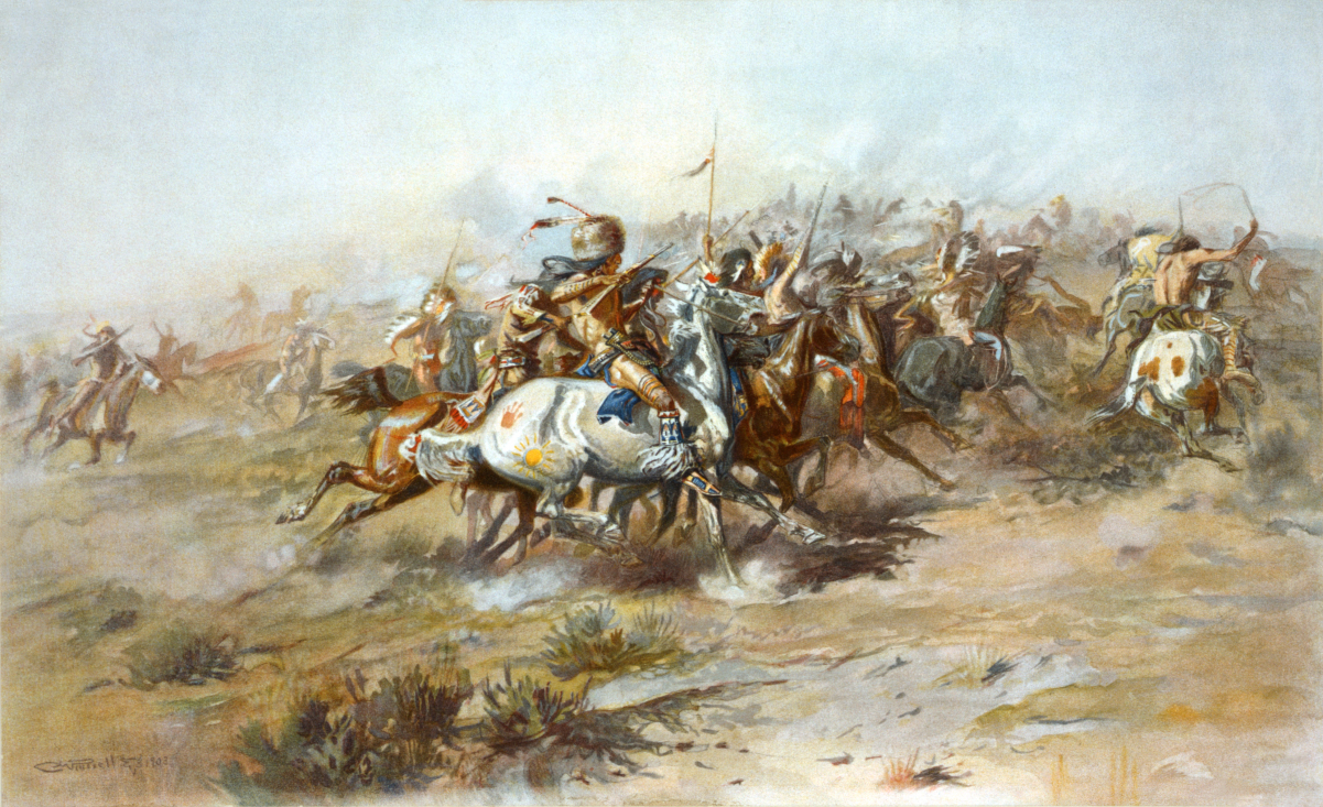 <i>The Custer Fight</i> by <a href="/content/Charles_Marion_Russell" style="color:blue">Charles Marion Russell</a>