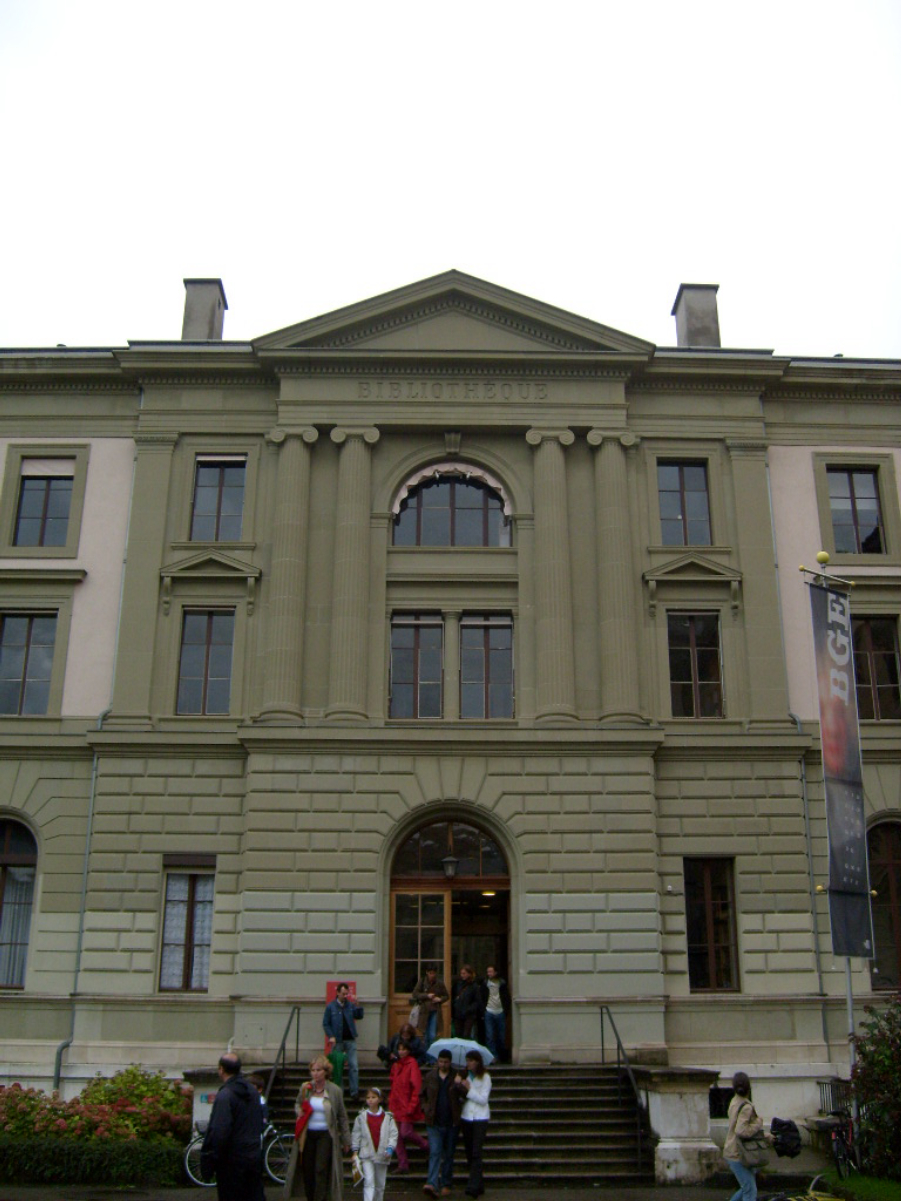 The main library's entrance in Parc des Bastions