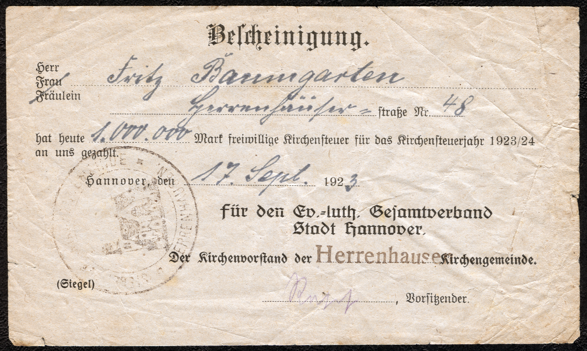 <a href="/content/Receipt" style="color:blue">Receipt</a> dated September 17, 1923