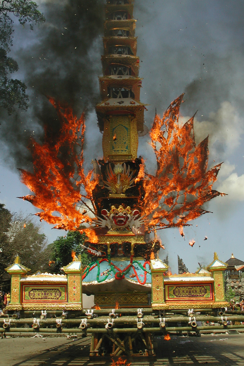 Hindu cremation in <a href="/content/Bali" style="color:blue">Bali</a>, <a href="/content/Indonesia" style="color:blue">Indonesia</a>.