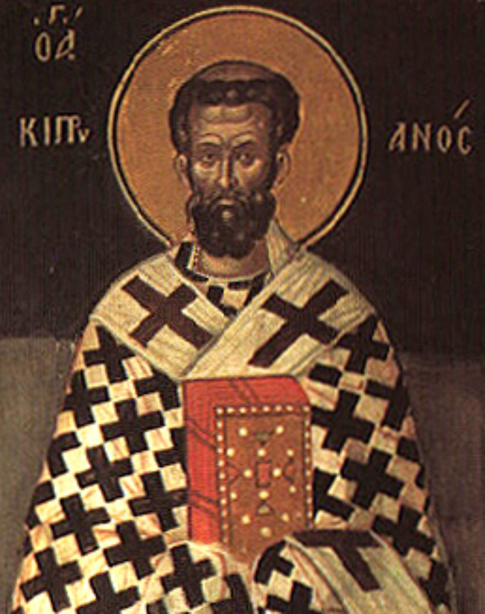 <a href="/content/Icon" style="color:blue">Icon</a> of St. Cyprian from a <a href="/content/Russian_Orthodox_Church" style="color:blue">Russian Orthodox</a> church in <a href="/content/Germany" style="color:blue">Germany</a>.
