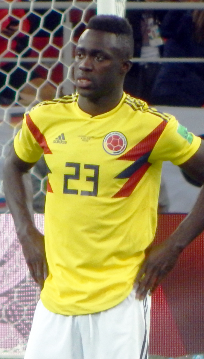 Sánchez with <a href="/content/Colombia_national_football_team" style="color:blue">Colombia</a> at the <a href="/content/2018_FIFA_World_Cup" style="color:blue">2018 FIFA World Cup</a>