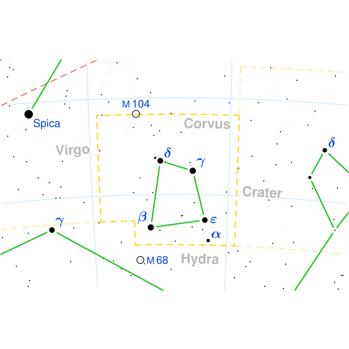 Созвездие ворон схема