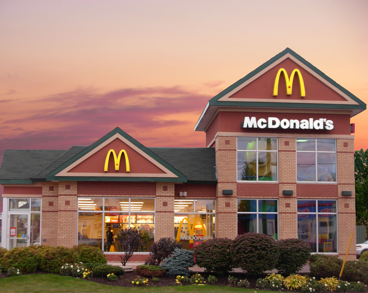 A <a href="/content/McDonald%27s" style="color:blue">McDonald's</a> franchise in <a href="/content/Moncton" style="color:blue">Moncton</a>, <a href="/content/New_Brunswick" style="color:blue">New Brunswick</a>, <a href="/content/Canada" style="color:blue">Canada</a>