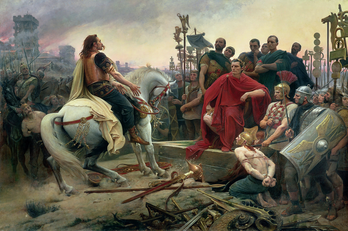 <i>Vercingetorix Throws Down His Arms at the Feet of Julius Caesar</i>, 1899, by <a href="/content/Lionel_Royer" style="color:blue">Lionel Noel Royer</a>