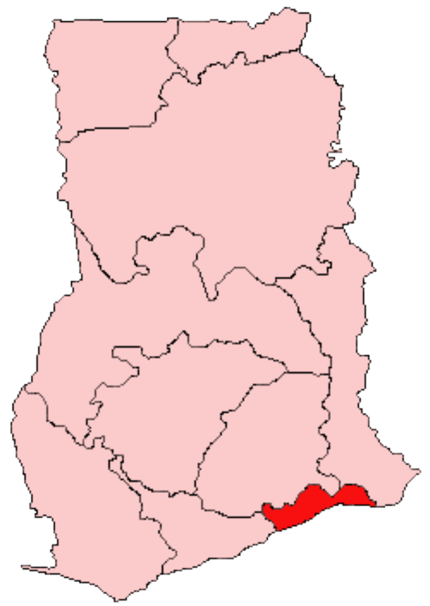 Location of Greater Accra Region in Ghana