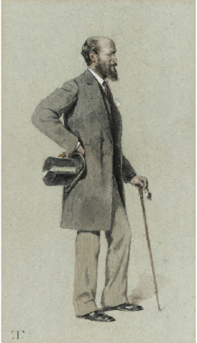 Scott as caricatured by <a href="/content/Th%C3%A9obald_Chartran" style="color:blue">Théobald Chartran</a> in <a href="/content/Vanity_Fair_(British_magazine)" style="color:blue">Vanity Fair</a>, September 1881