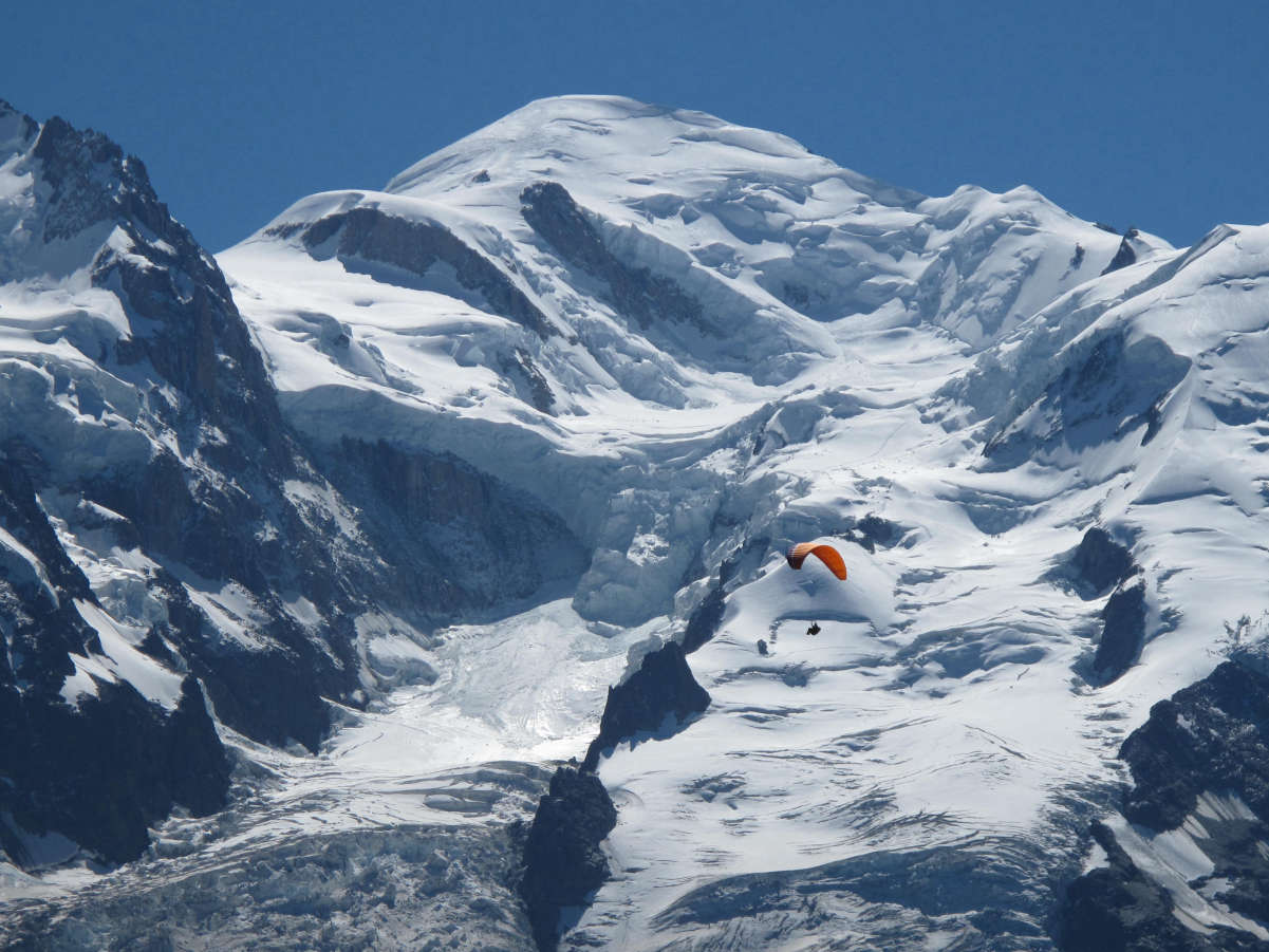 Summit of Mont Blanc and the Bosses ridge