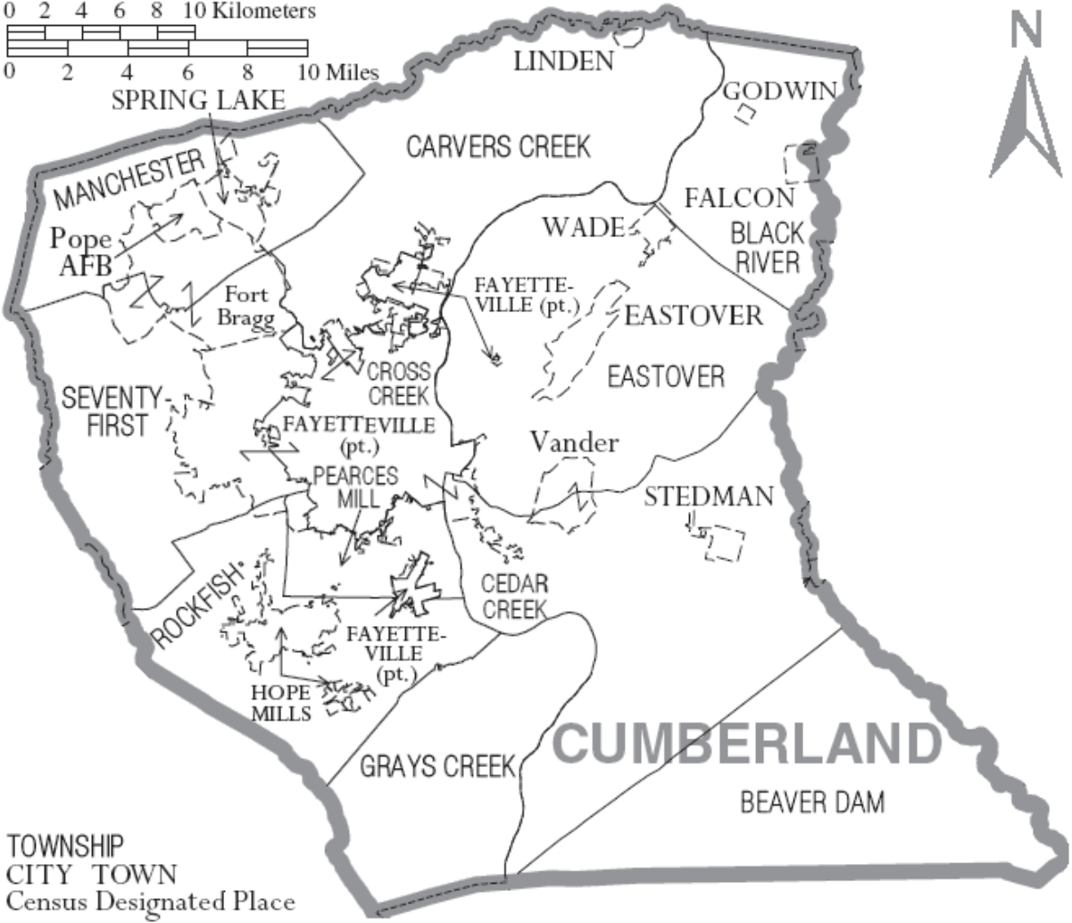 Township and municipal boundaries within Cumberland County.