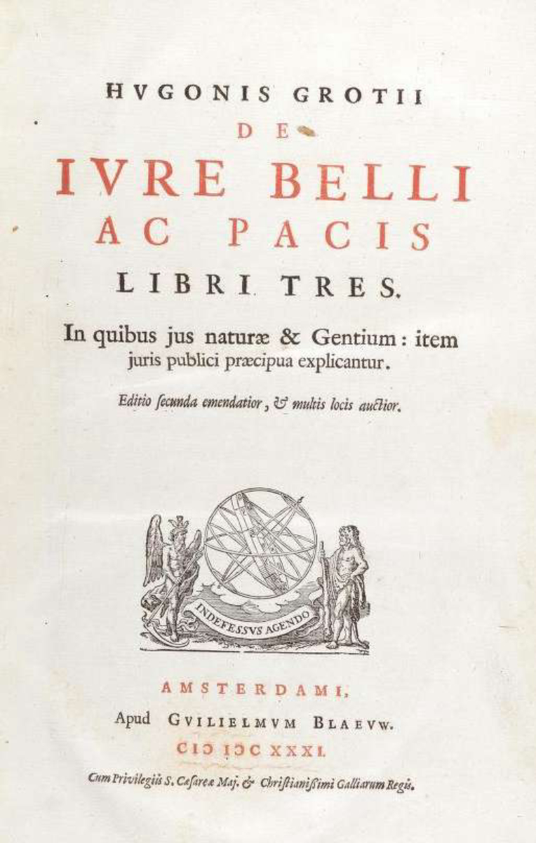 Title page from the second edition (Amsterdam 1631) of <i>De jure belli ac pacis</i>