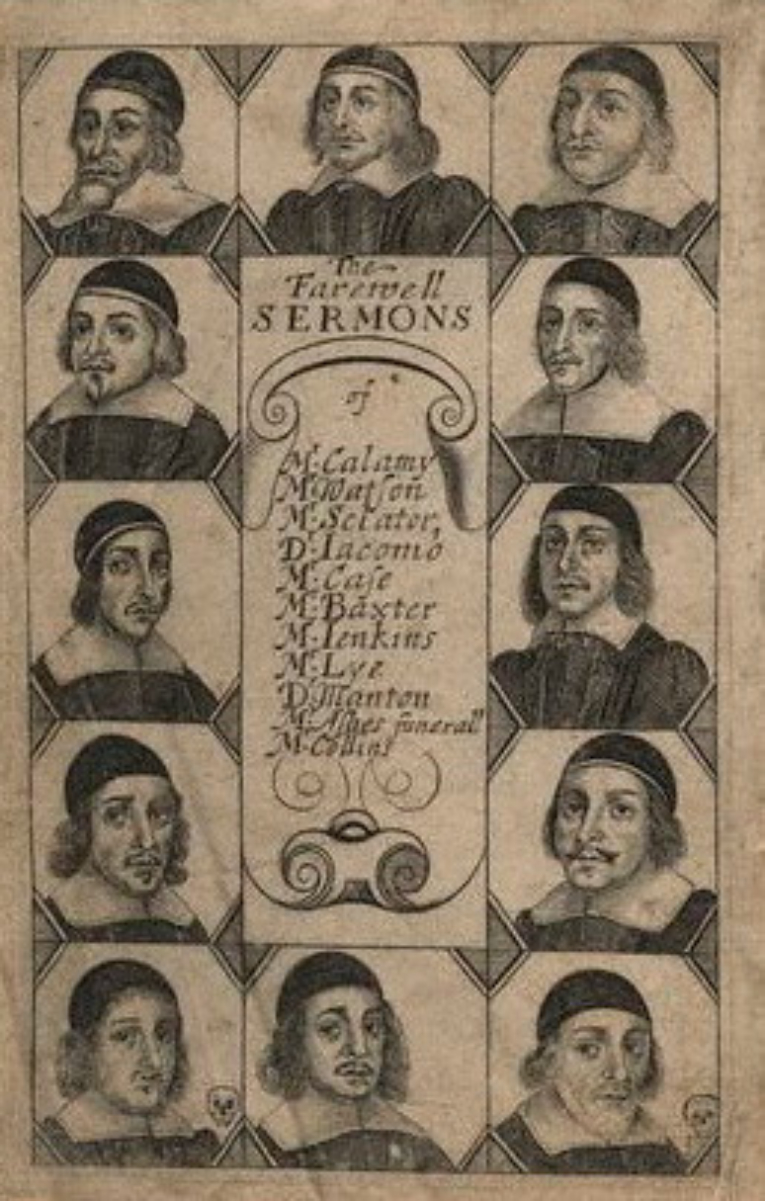 <a href="/content/Title_page" style="color:blue">Title page</a> of a collection of Farewell Sermons preached by non-conformist ministers ejected from their parishes in 1662.
