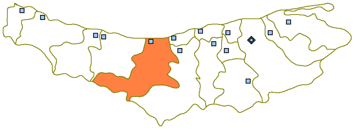 Location of Nur and Nur county in <a href="/content/Mazandaran" style="color:blue">Mazandaran</a>