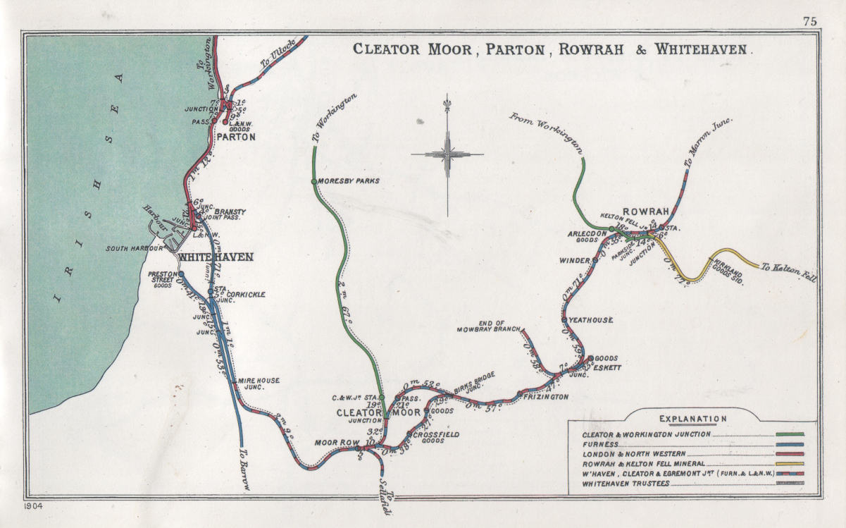 The complex lines at Arlecdon and Rowrah shown on this map dated 1904 and 1914