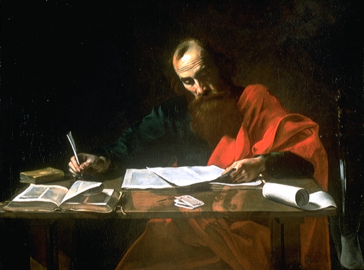 </i>Saint Paul Writing His Epistles* by <a href="/content/Valentin_de_Boulogne" style="color:blue">Valentin de Boulogne</a>