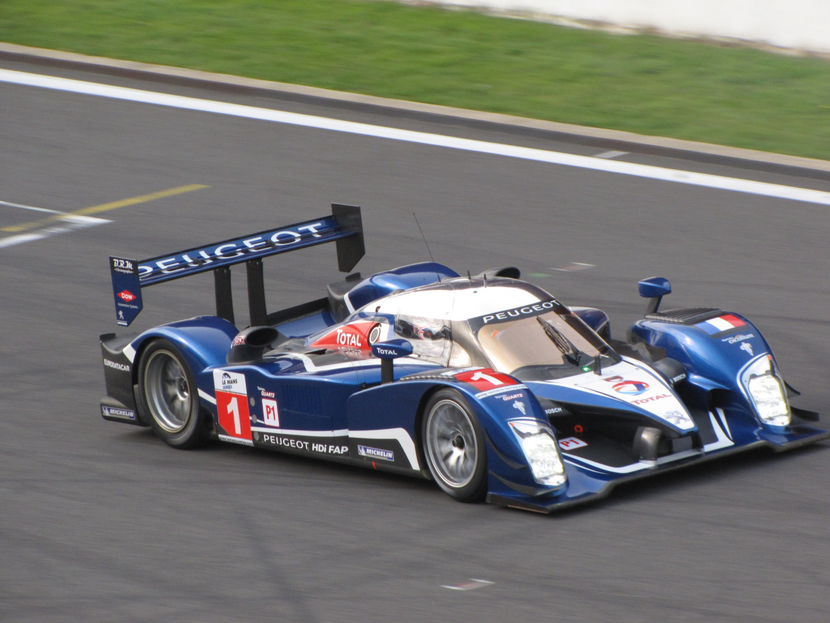 <i>A Peugeot 908 in the <a href="/content/2010_1000_km_of_Spa" style="color:blue">2010 1000 km of Spa</a> with <a href="/content/Anthony_Davidson" style="color:blue">Anthony Davidson</a> on board the #1 car</i>