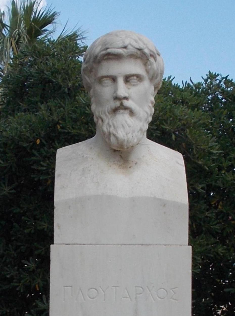Modern portrait at <a href="/content/Chaeronea" style="color:blue">Chaeronea</a>, based on a bust from Delphi tentatively identified as Plutarch.