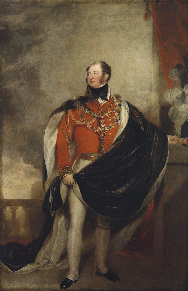 The Duke of York, painted by <a href="/content/Sir_Thomas_Lawrence" style="color:blue">Sir Thomas Lawrence</a>, in the uniform of a Field-Marshal, with the mantle of the Order of the Garter, holding his Marshal's baton in his left hand.
