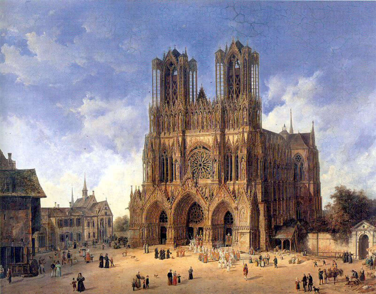 <i>The Cathedral of Reims</i>, by <a href="/content/Domenico_Quaglio_the_Younger" style="color:blue">Domenico Quaglio</a>