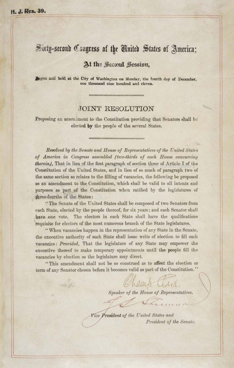 The Seventeenth Amendment in the <a href="/content/National_Archives_and_Records_Administration" style="color:blue">National Archives</a>