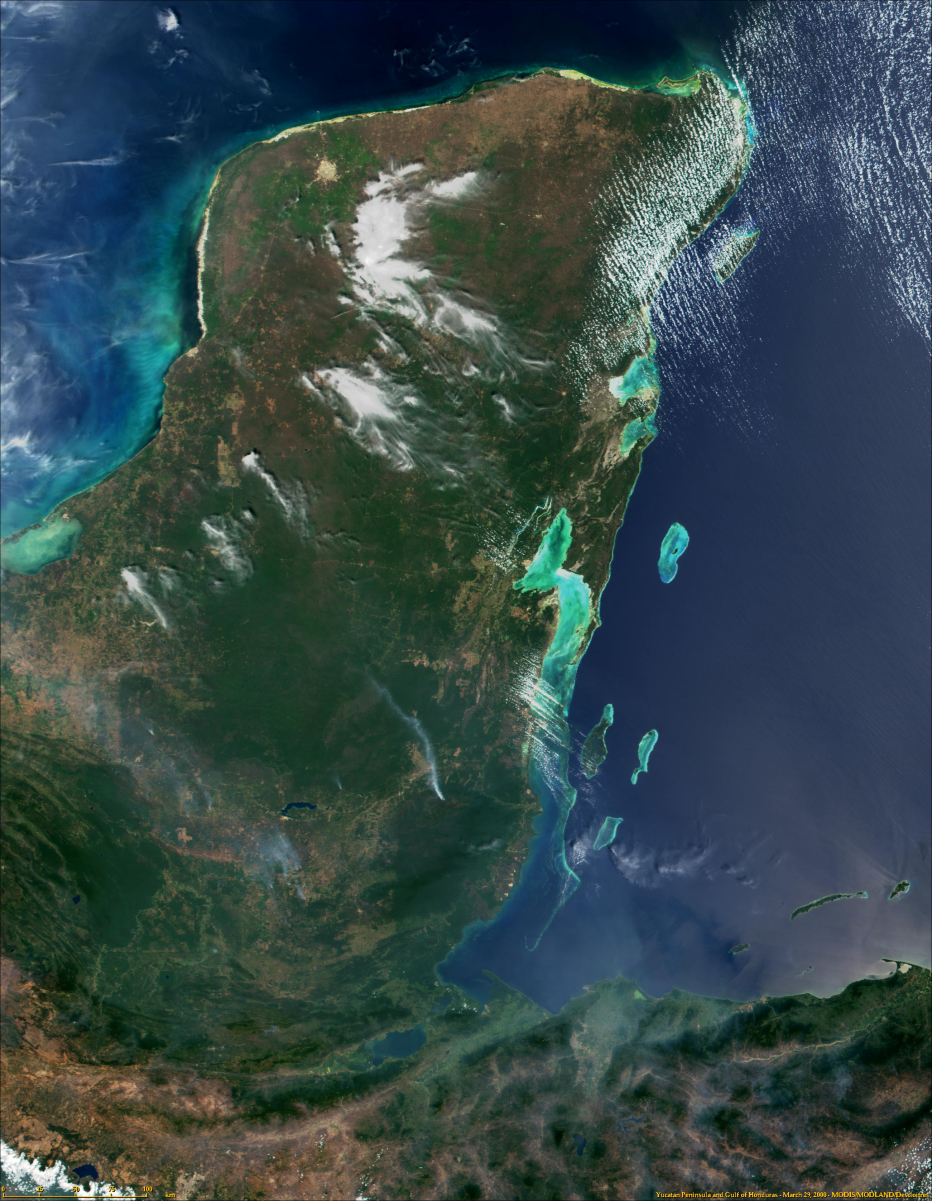 Satellite view of the Yucatán Peninsula