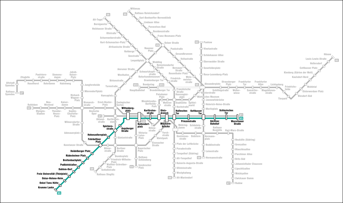 Map of Berlin's underground line U3