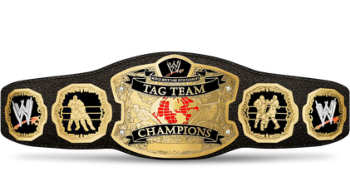 The World Tag Team Championship belt's final design (used from 2002 to 2010)
