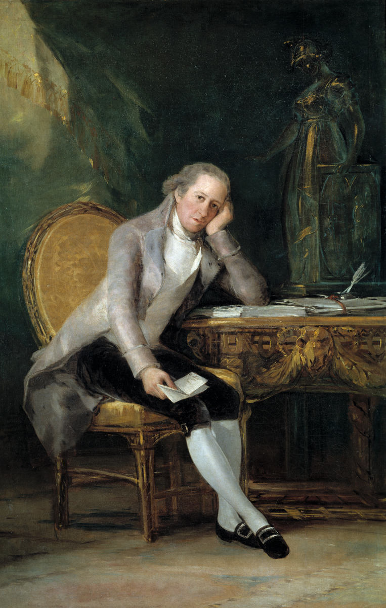 <a href="/content/Gaspar_Melchor_de_Jovellanos" style="color:blue">Gaspar Melchor de Jovellanos</a>, a Spanish writer depicted with the tools of the trade.