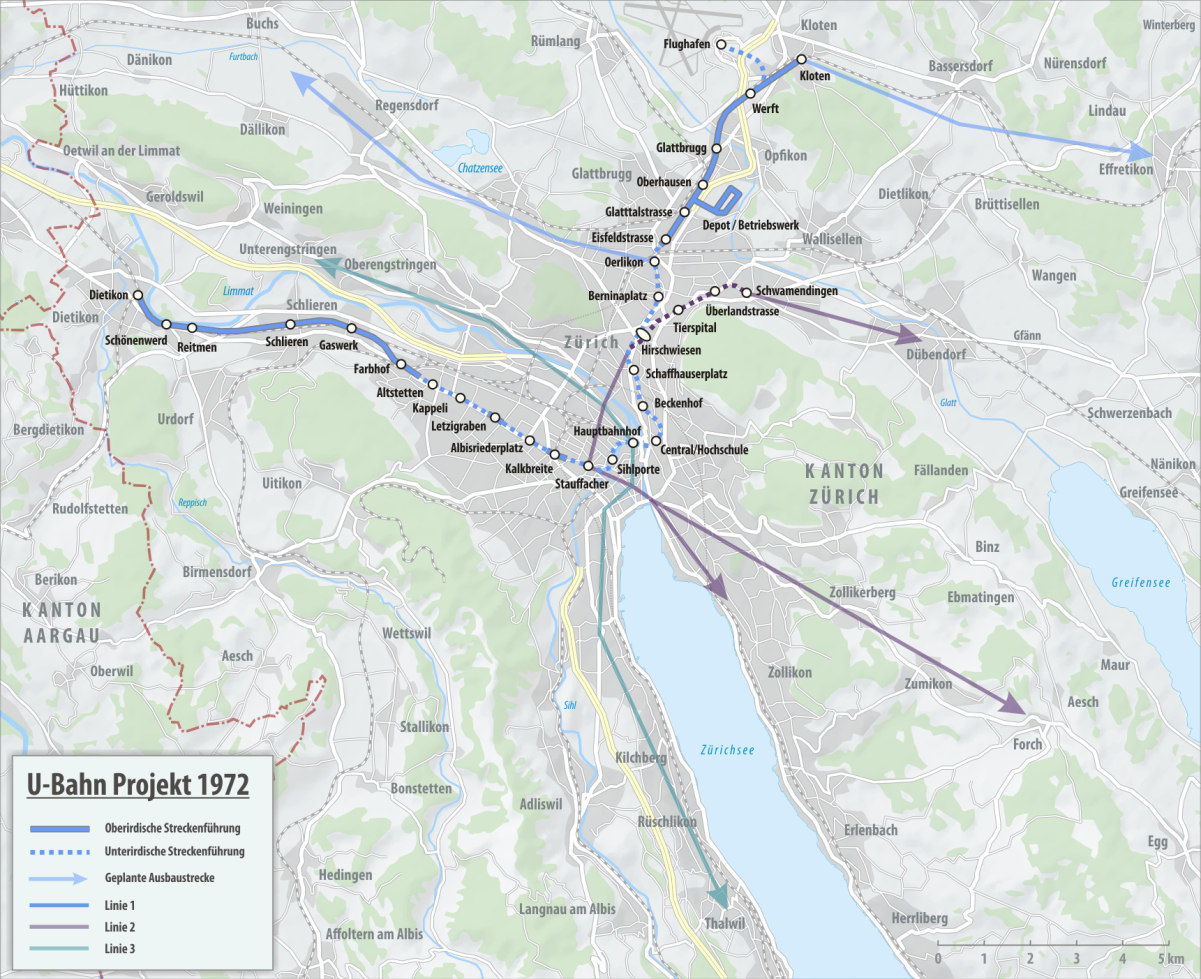 Plans for the underground line (1972)