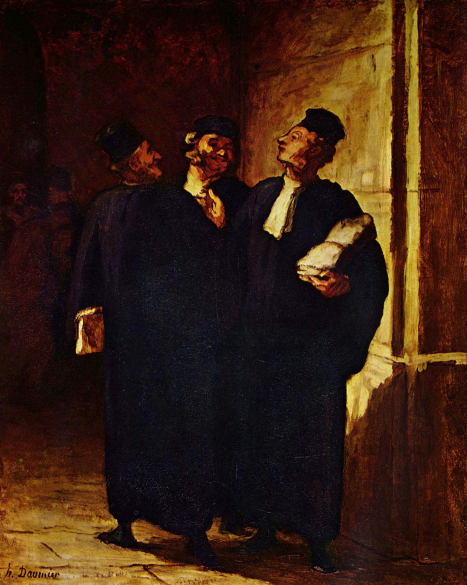 19th-century painting of advocates, by French artist <a href="/content/Honor%C3%A9_Daumier" style="color:blue">Honoré Daumier</a>