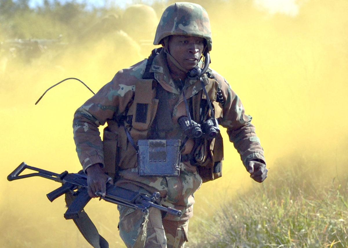 A South African soldier on an exercise in 2013